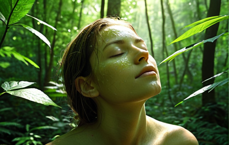 **Prompt for Sensory Restoration & Mental Clarity:**
    A person in a serene, lush green forest, eyes gently closed, a calm expression on their face. Soft, dappled sunlight filters through dense foliage, casting warm glows. Around their head, faint, translucent digital noise or abstract data streams are visibly dissipating into the tranquil air, symbolizing mental clarity and cognitive restoration. The scene emphasizes heightened sensory details: intricate leaf patterns, a gentle breeze rustling, the feeling of damp earth. The overall mood is peaceful, restorative, and deeply immersive. Ultra-detailed, photorealistic, tranquil, soft focus, natural light.