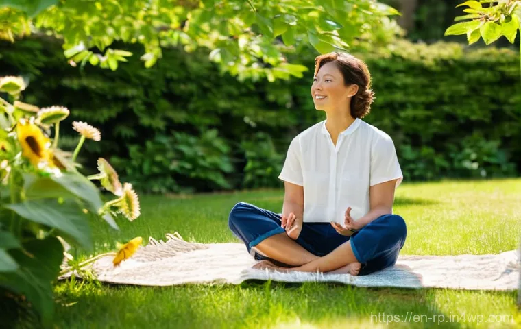 사계절에 따른 자연 명상 변화 - **Spring Renewal Meditation in a Sunlit Room:**
    A serene young adult woman, dressed in comfortab...