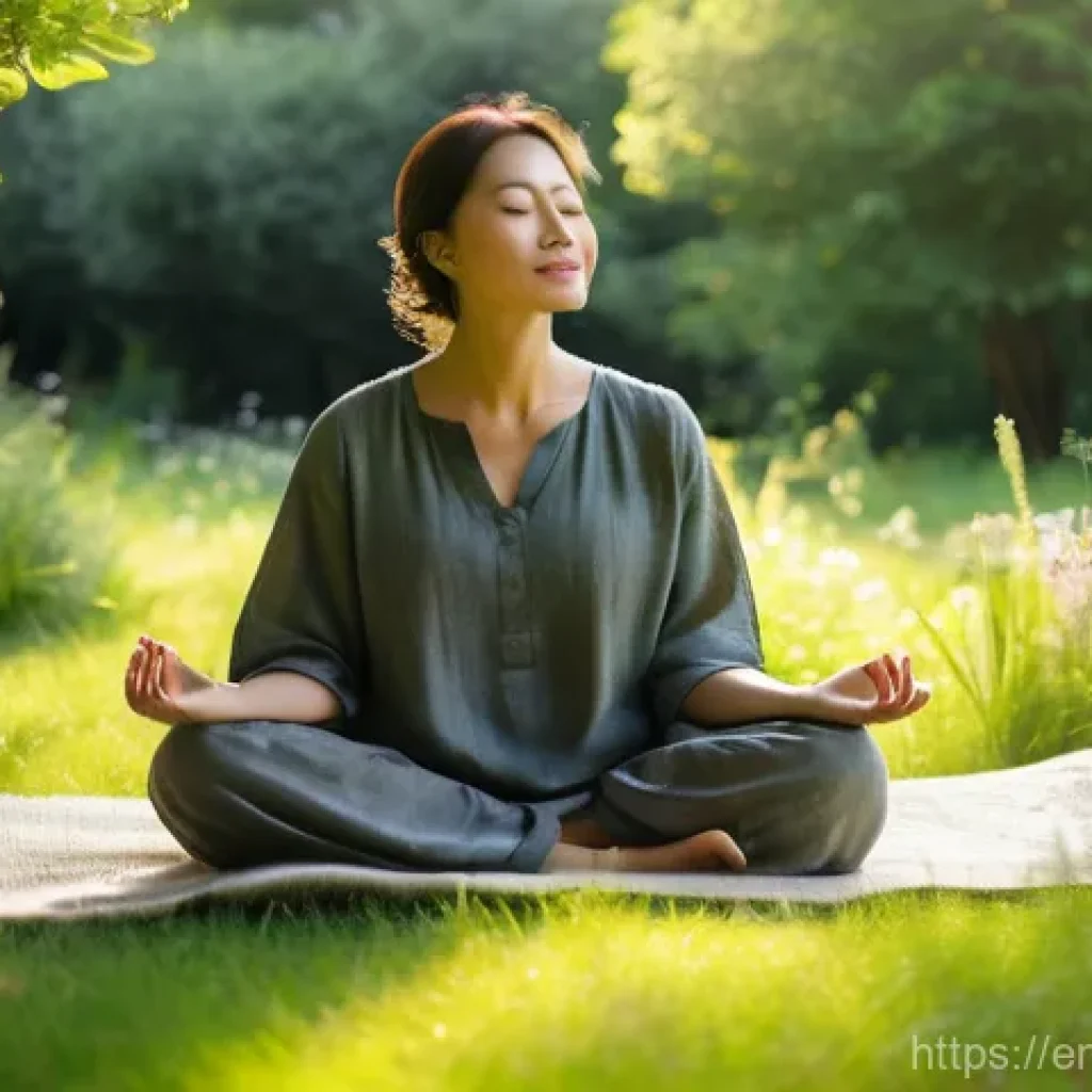 자연 명상  치유의 여정 시작하기 - Unearthing Your Personal Green Oasis**

Prompt: A serene, softly lit photographic image of a person,...