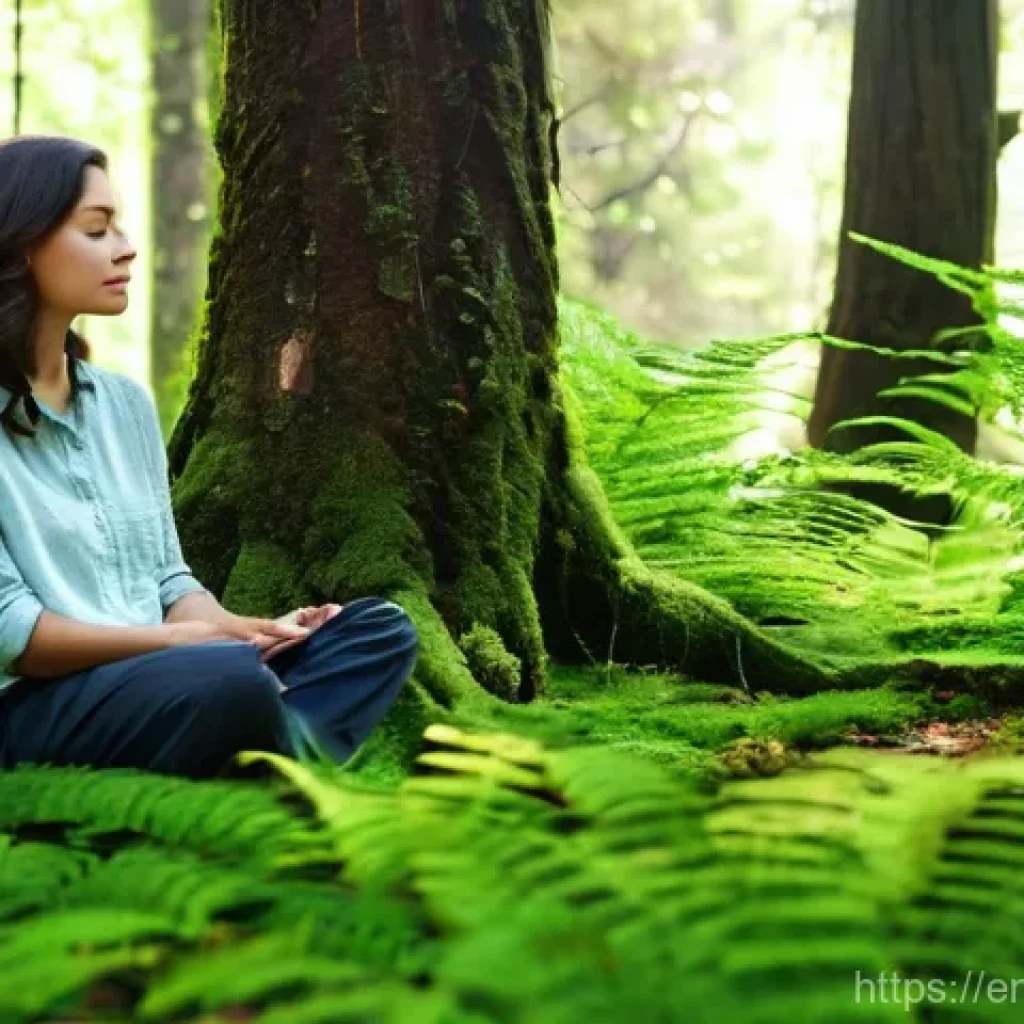 명상과 자연  에너지를 회복하는 방법 - **Prompt 1: Serene Forest Grounding**
    "A young adult, dressed in comfortable, loose-fitting mode...