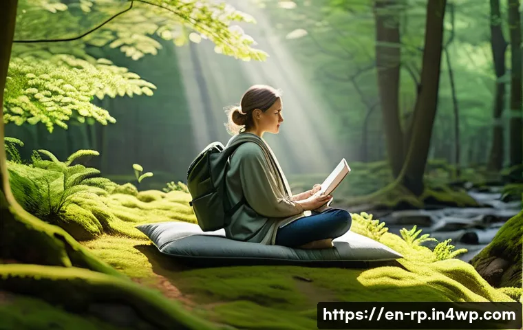 자연 명상 중 주의해야 할 사항 - A serene outdoor meditation scene set in a quiet, secluded forest clearing during early morning ligh...